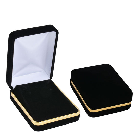 12PCS Black Velvet Pendant Earring Necklace Boxes With Gold Trim