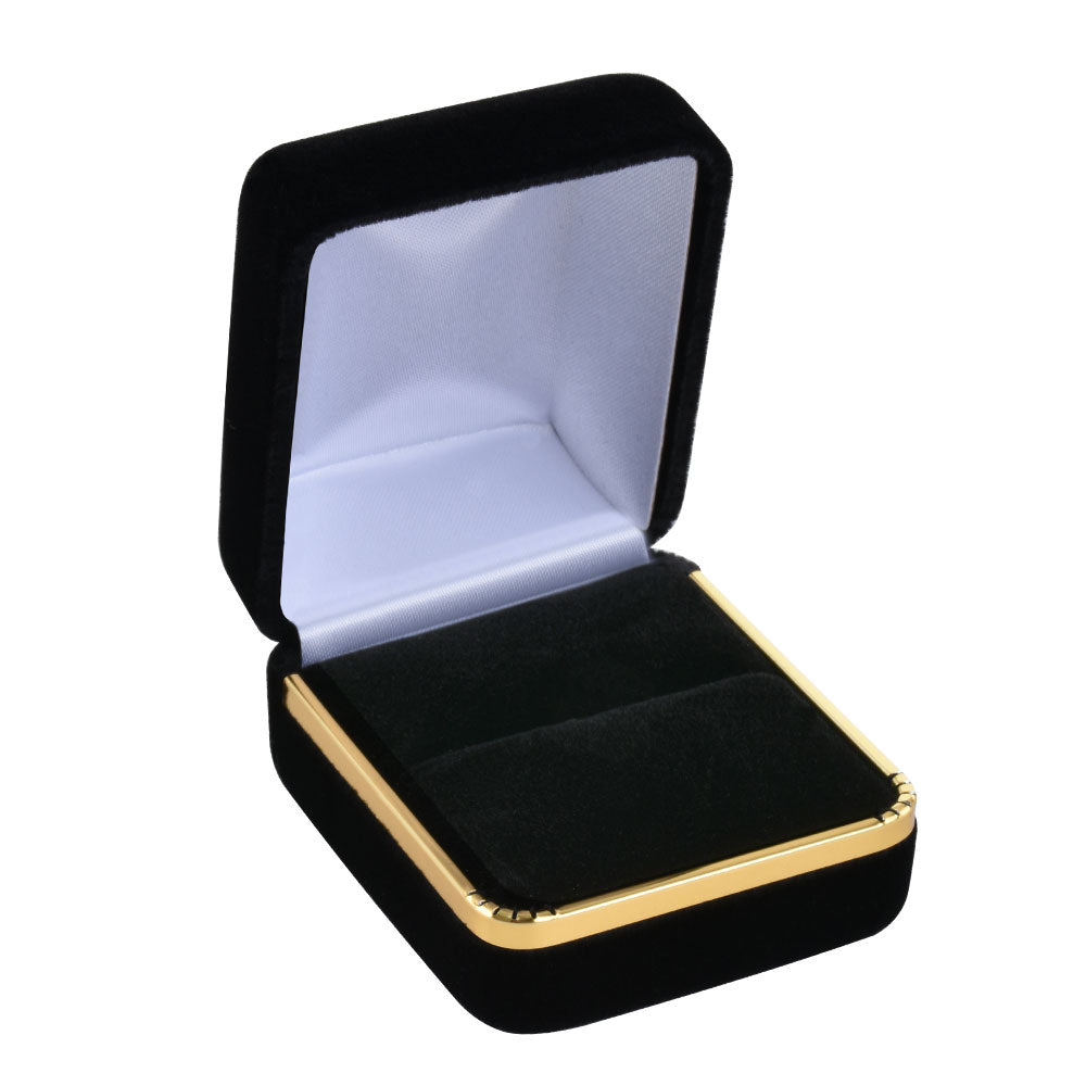 12PCS Black Velvet Ring Boxes With Gold Trim