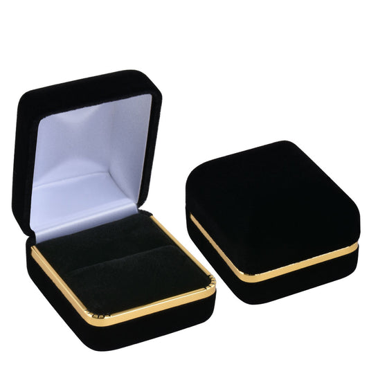 12PCS Black Velvet Ring Boxes With Gold Trim
