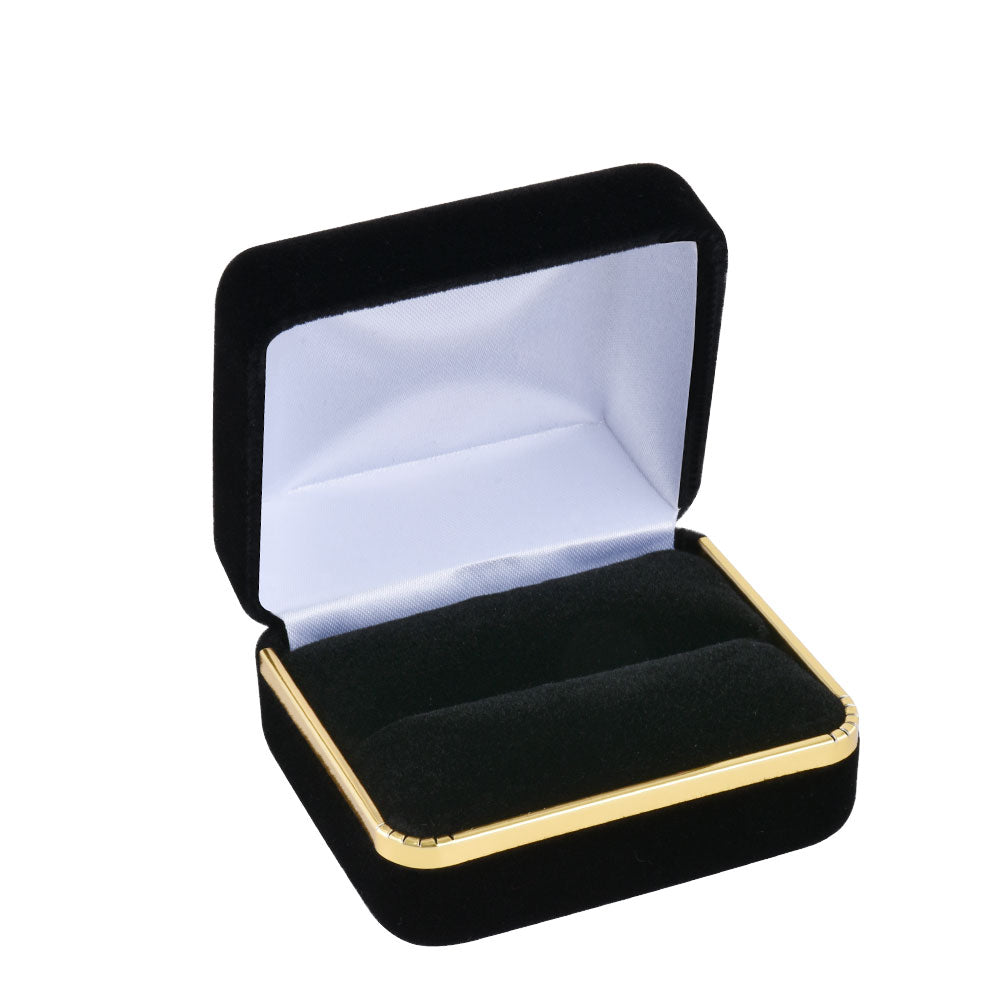 12PCS Black Velvet Double Ring Boxes with Gold Trim