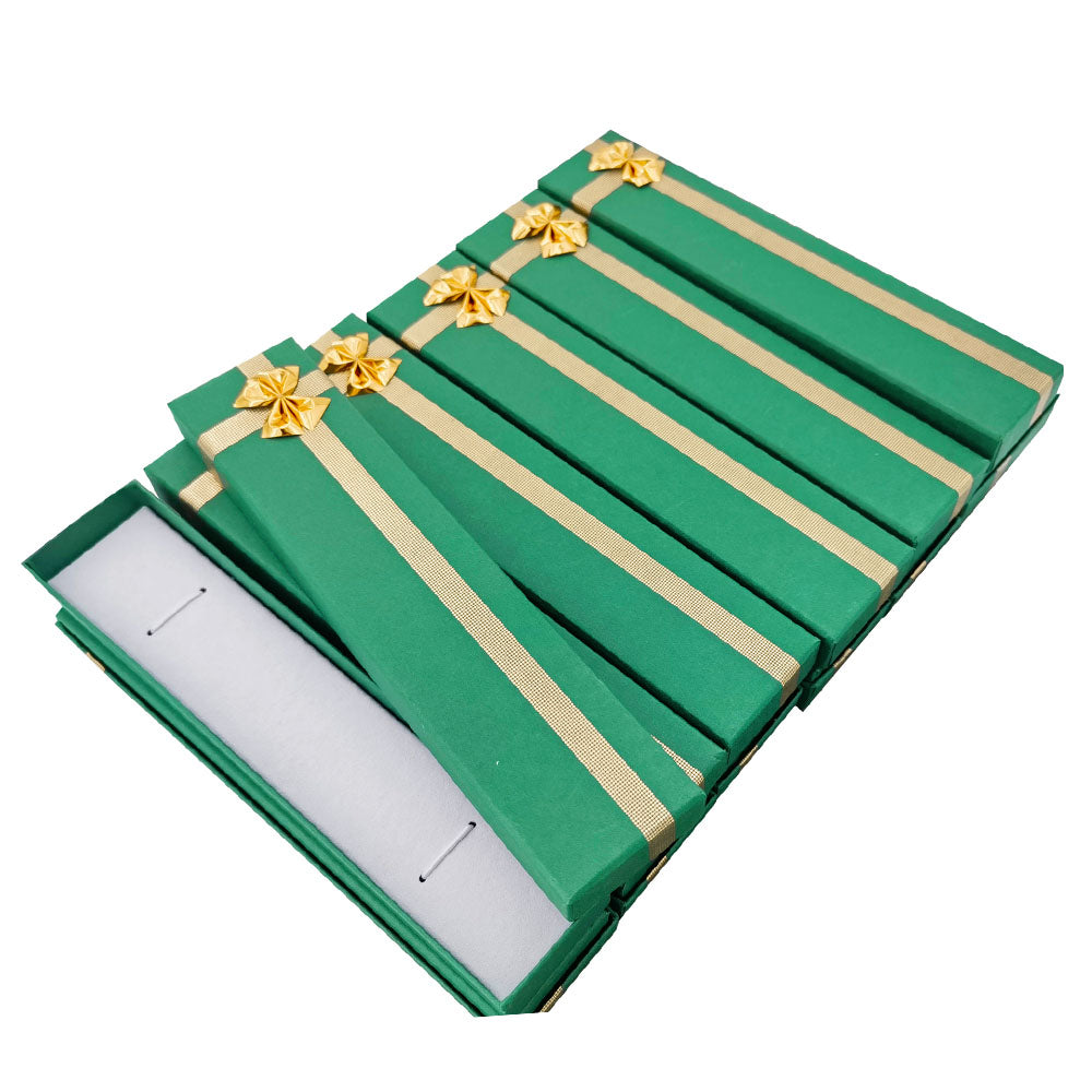 bracelet box - 12-Piece Green Ribbon Paper Bracelet Gift Boxes B0982-G side view