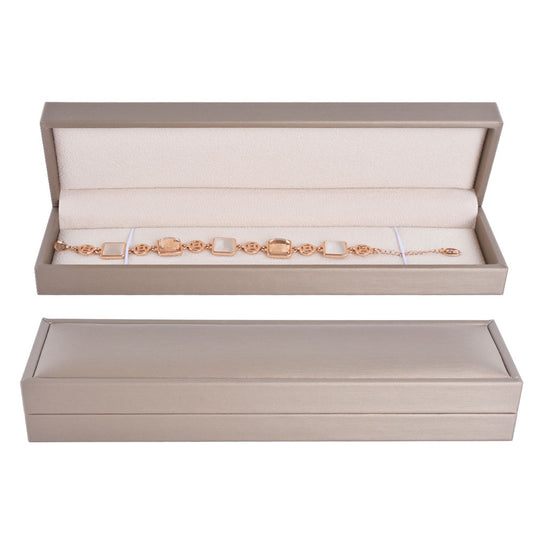 bracelet box - 6pcs Champagne PU Bracelet Boxes Display P06BR-C BE open view