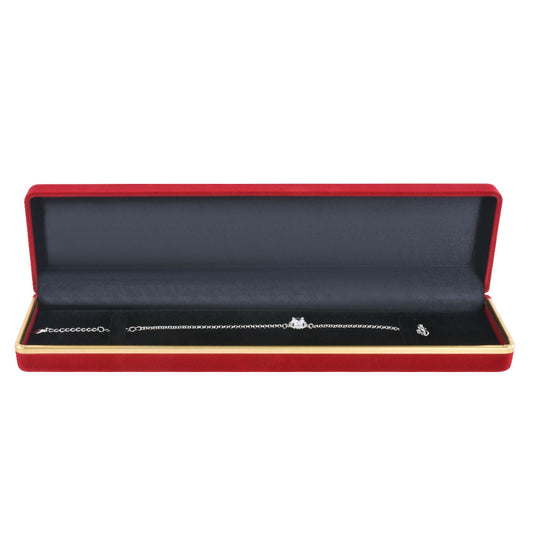 bracelet box - Red Flocked Bracelet Boxes with Gold Trim - 12 Pack F02-BR-R BK open view
