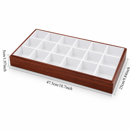 bracelet display and watch display - 18 White Wooden Wood Watch Tray Bracelet Watches T025C18-W open view