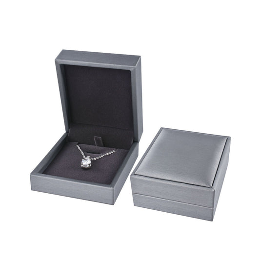 earring box and pendant box - 12pcs Gray Black PU Leather Pendant Earring Boxes P06P-GR GR open view