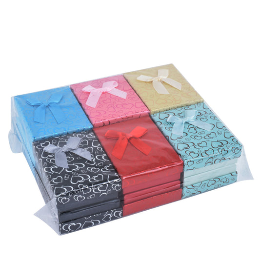 earring box and pendant box and necklace box - 12pcs Gold Pendant Earring Necklace Boxes B15-34-MX2 open view