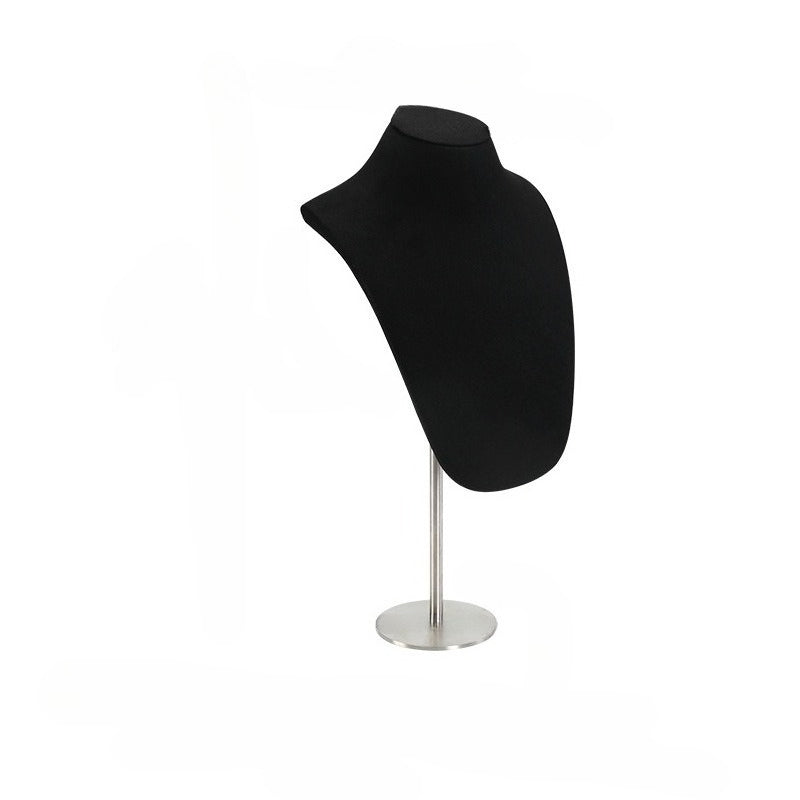 Velvet Necklace Bust Display Stand - Adjustable Mannequin for Jewelry Showcase