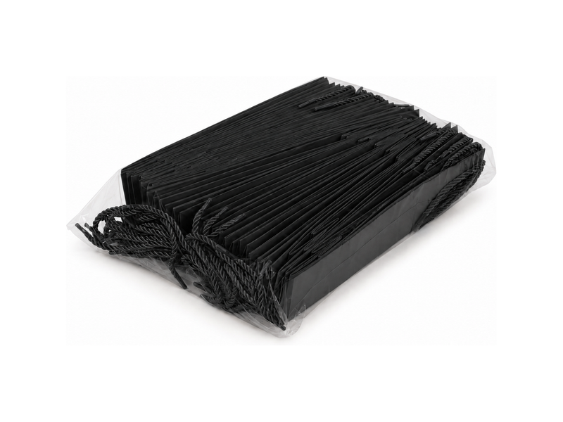 jewelry gift bags - 24-Pack Black Small Paper Gift Bags with Rope Handles 3.25 2.75 10.75 in SB24-BK detail view