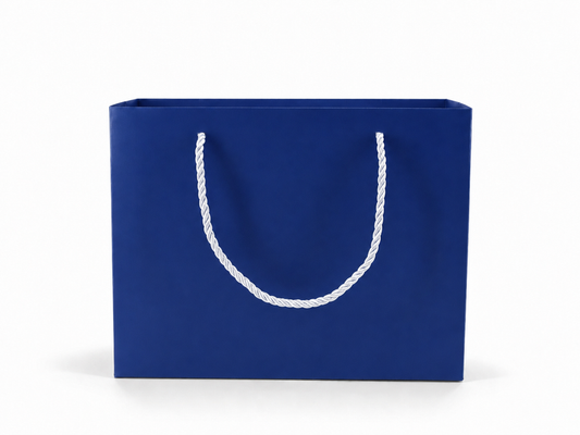 jewelry gift bags - 24-Pack Blue High Quality Paper Jewelry Bags with Rope Handles 10.25 4.25 7.75 in SB23-B open view