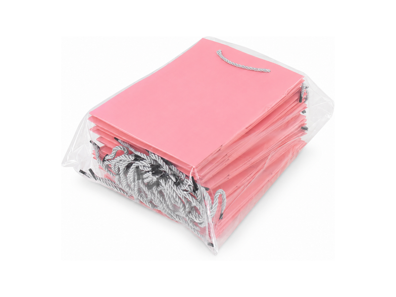 jewelry gift bags - 24-Pack Pink Jewelry Shopping Bags with Rope Handles 7.75 4.25 10.25 in SB22-P detail view