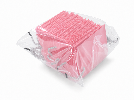jewelry gift bags - 24-Pack Pink Small Gift Bag for Jewelry with Rope Handles 4.75 2.75 5 in SB19-P open view