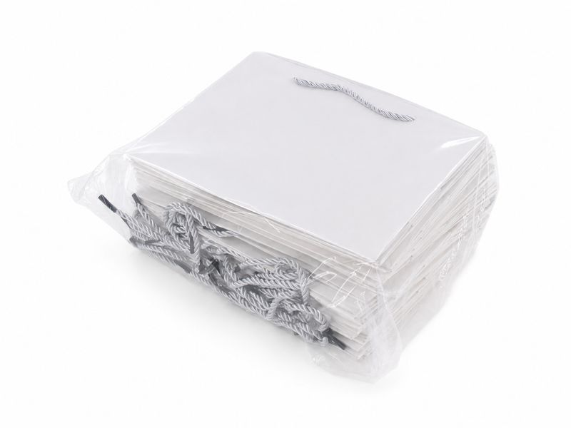 jewelry gift bags - 24-Pack White Boutique Gift Bags with Rope Handles 7.75 3.5 6.25 in SB21-W detail view