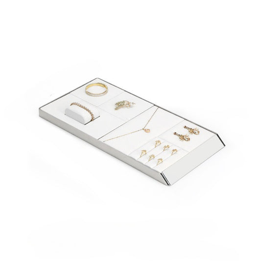 necklace display - White PU Leather Display Tray Necklaces Rings C02763 open view