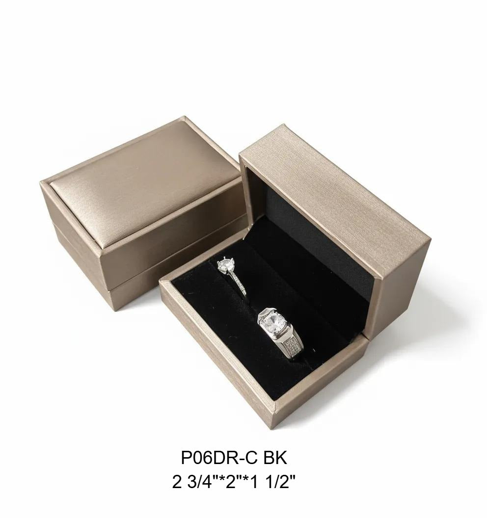 12 Pcs Champagne PU Double Ring Boxes