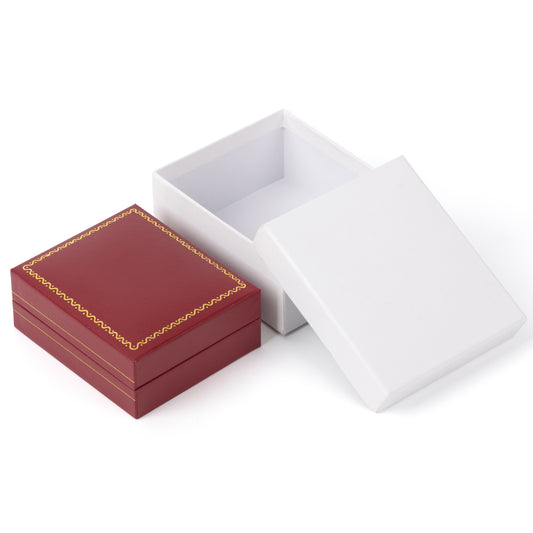 pendant box and necklace box - 12pcs Red Leatherette Necklace Pendant Box LP9-R W open view