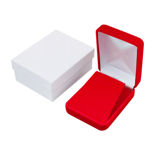 pendant box - Red Rectangular Velvet Pendant Boxes - 12 Pack YP10-RD open view