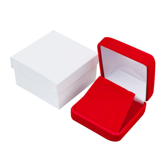 pendant box - Red Square Velvet Pendant Boxes - 12 Pack YP9-RD open view