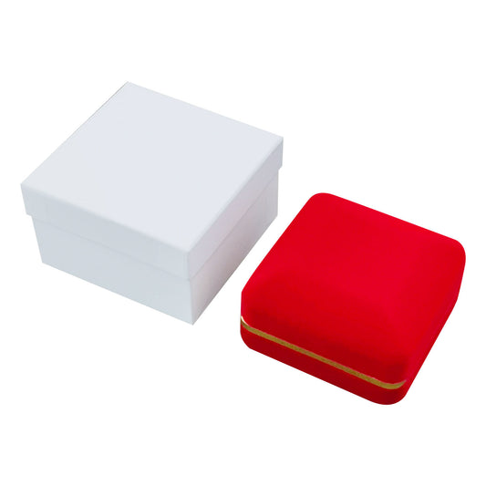 pendant box - Red Square Velvet Pendant Boxes with Gold Trim - 12 Pack SP9-RD open view