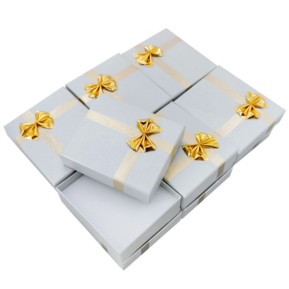 pendant box - 24-Piece Silver Gray Ribbon Paper Pendant Gift Boxes B0923-SL side view