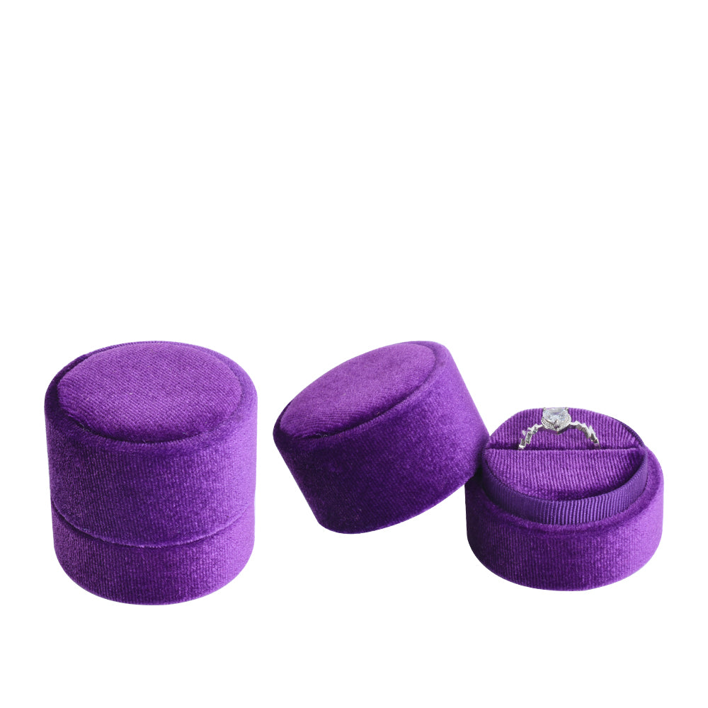 Purple Round Velvet Ring Box, product view 1
