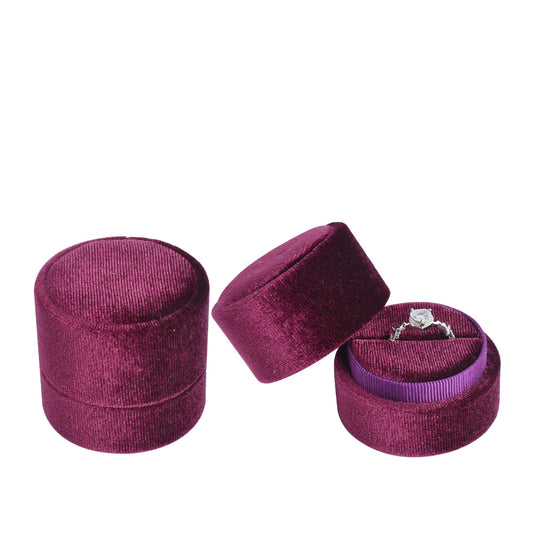 ring box - Burgundy Round Velvet Ring Box V06-R1 SPI open view