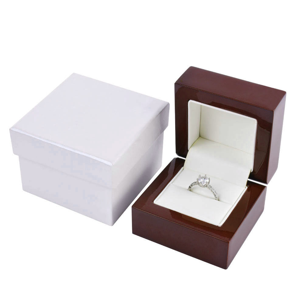 ring box - White Wooden Ring Box W08R1-R side view