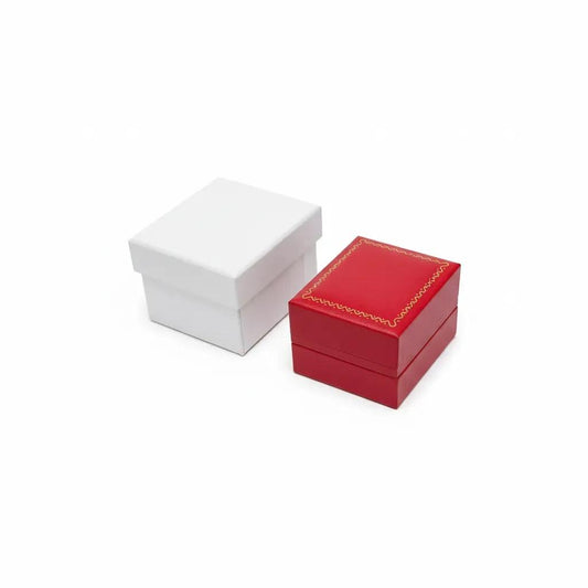 ring box and earring box - 12pcs Red Gold PU Earring Boxes Ring LE3(R W) open view