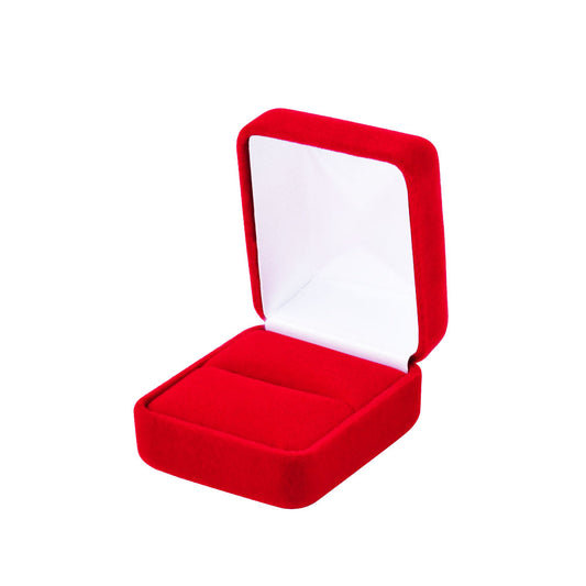 ring box - Red Velvet Ring Boxes - 12 Pack YR3-RD open view