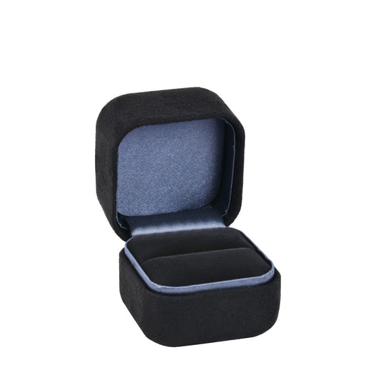 ring box - Small Black Metal Velvet Ring Boxes - 12 Pack V18-R1 BK B BK S side view