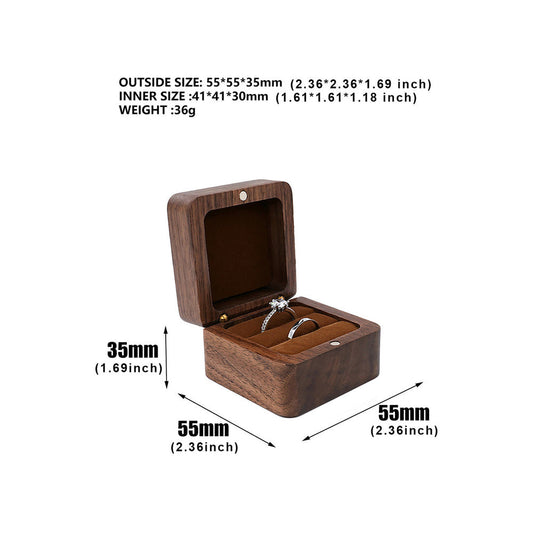 ring box - Brown Wooden Velvet Ring Box W01DR1-BR open view