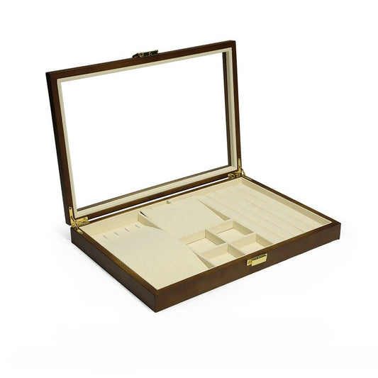 ring display and bracelet display and necklace display - Wooden Wood Tray Necklace Ring Bracelet C01075 open view