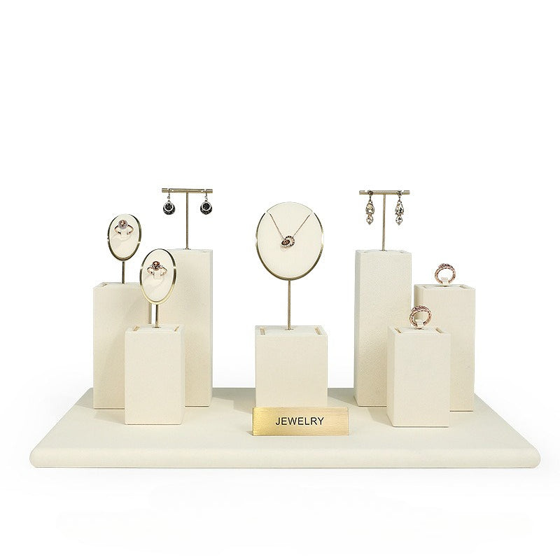 ring display and earring display - Beige Gold Velvet Metal Display Stand Ring Earring C02771 product view 30