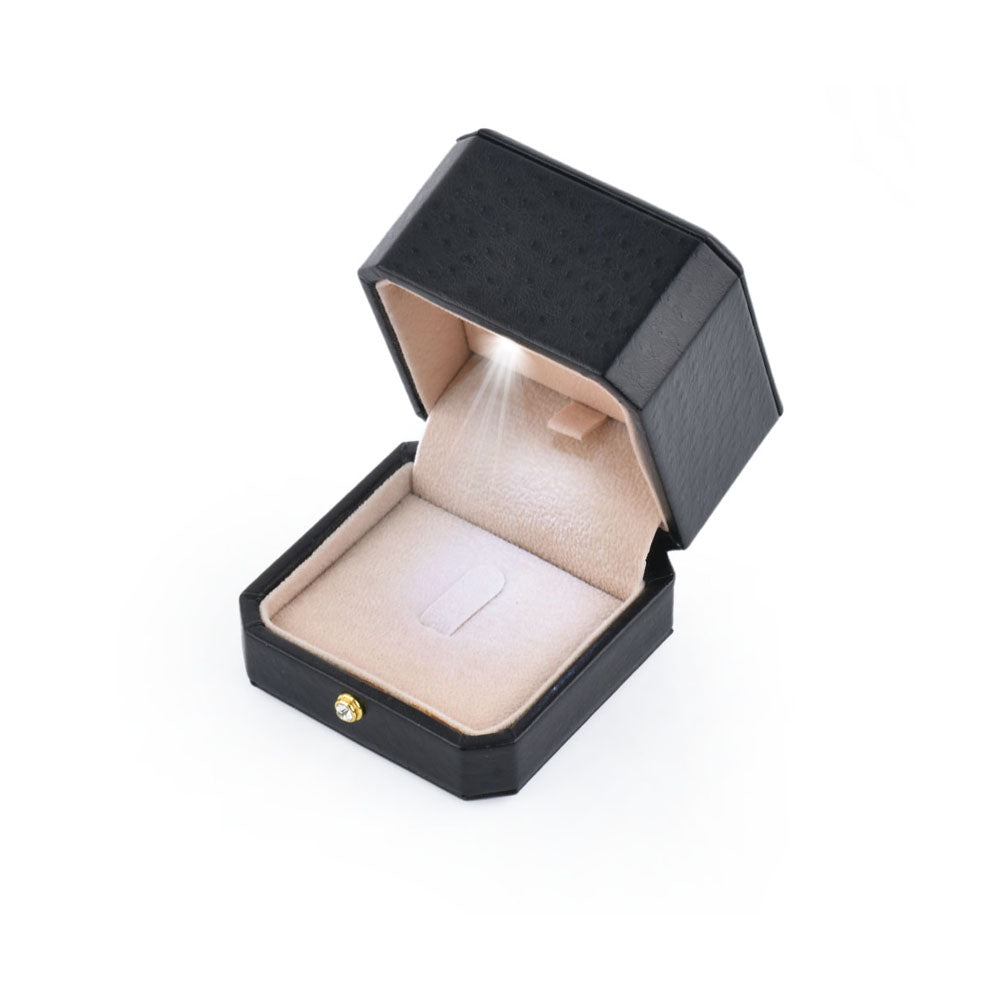 Black LED Jewelry Box, Square Ring Box With Light