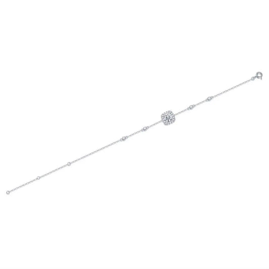 sterling silver jewelry - Silver Bracelet SLM0021B-White-16cm+5cm open view
