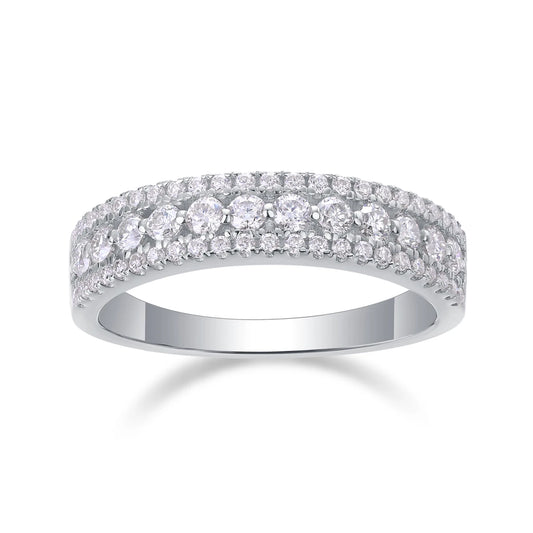 sterling silver jewelry - 23 Silver Ring SLM0161R-White-6 open view