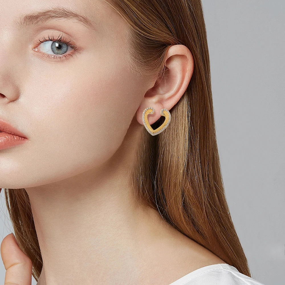sterling silver jewelry - 925 Gold Silver Earrings SLM0034E-catalogue product view 05