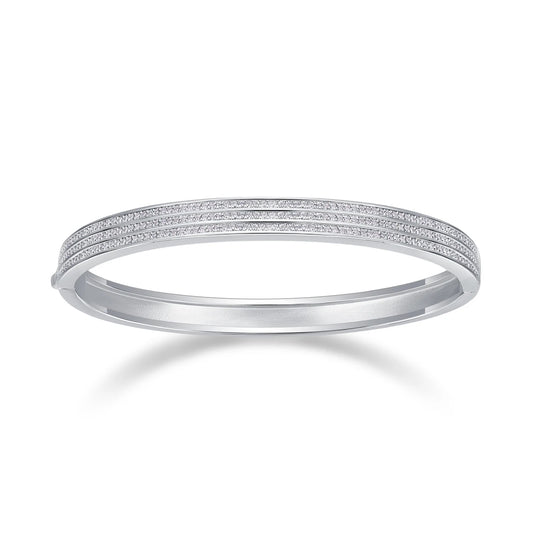 sterling silver jewelry - 925 Silver Bracelet SLM0040B-White-17cm/6.7in open view