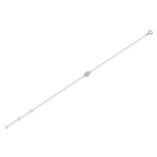 sterling silver jewelry - 925 Silver Bracelet SLM0036B-White-17cm/6.7in open view