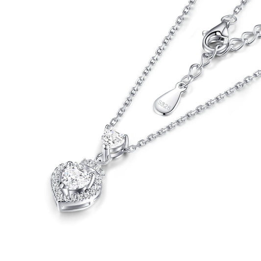 sterling silver jewelry - 925 Silver Pendant Necklace SLZ0023N-heart necklace open view