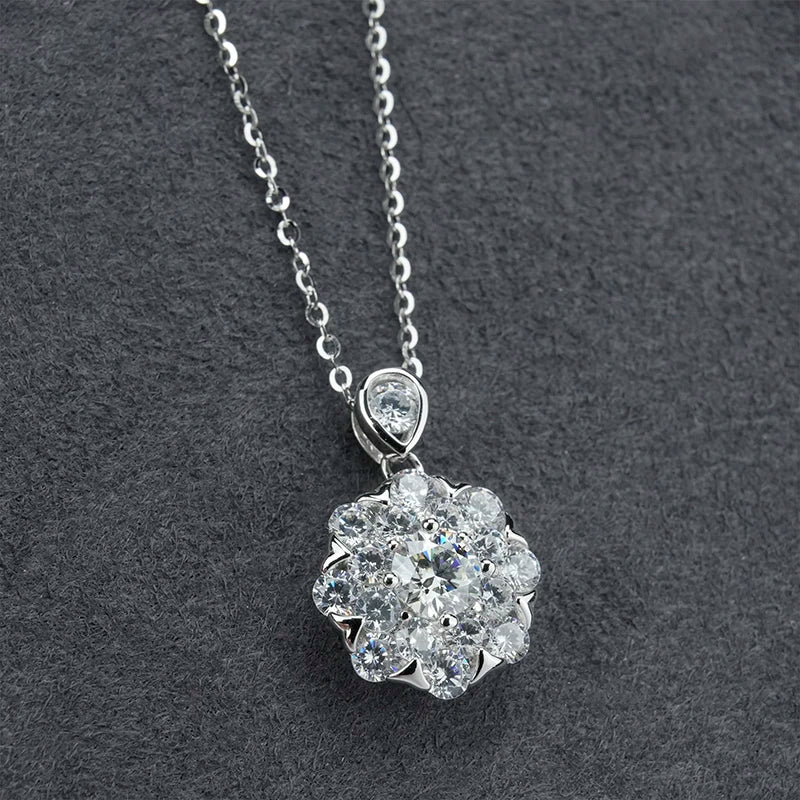 sterling silver jewelry - 925 Silver Pendant Silver Jewelry SLM0003N-Snowflake-40-45cm AJ side view
