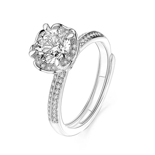 sterling silver jewelry - 925 Silver Ring SLM0011R-1.0 CT-AJ open view