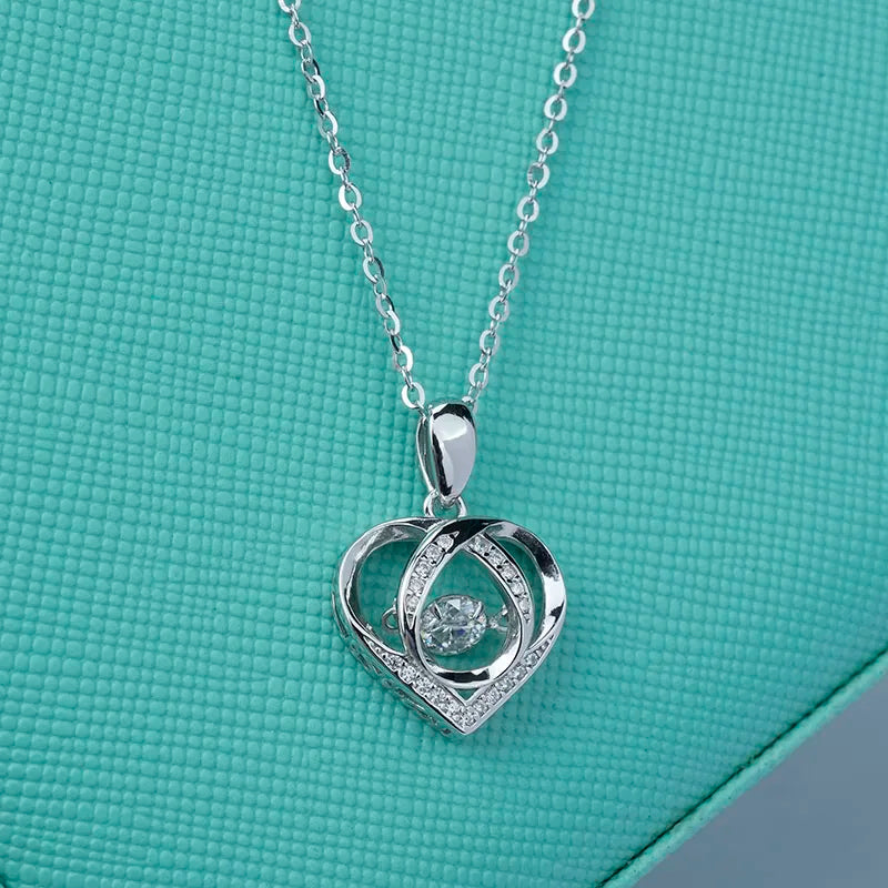 sterling silver jewelry - Silver Pendant Necklace SLM0035N-White-40-45cm AJ detail view