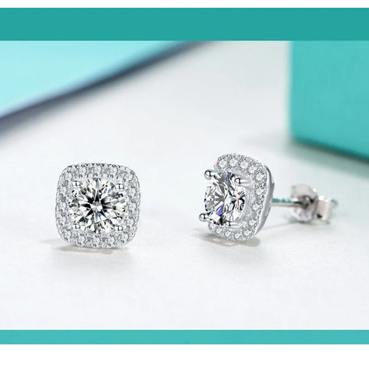 sterling silver jewelry - 925 Silver Earrings SLM0017E-0.5 CT * 2 open view