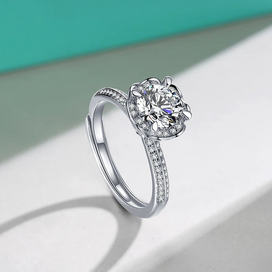 sterling silver jewelry - 925 Silver Ring SLM0034R-1.0 CT-AJ open view