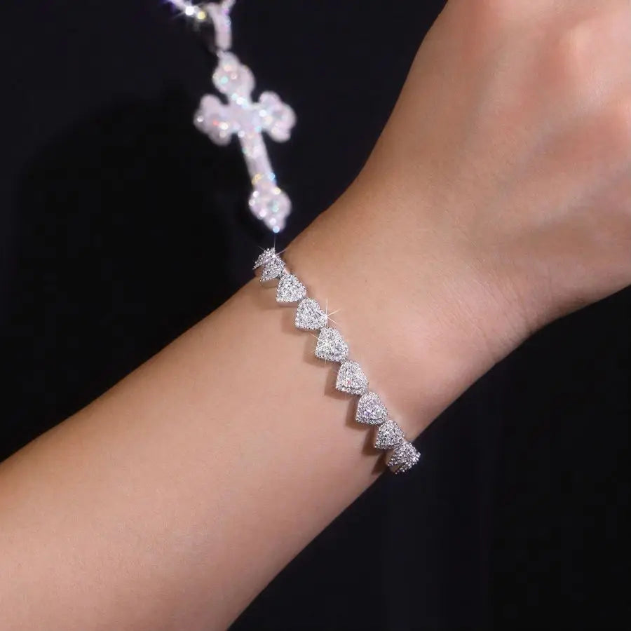 sterling silver jewelry - 11 Bracelet SLM0008B-White detail view