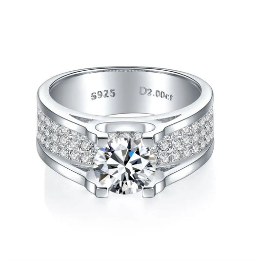 sterling silver jewelry - 925 Silver Gold Ring SLM0060R-1CT-6 open view