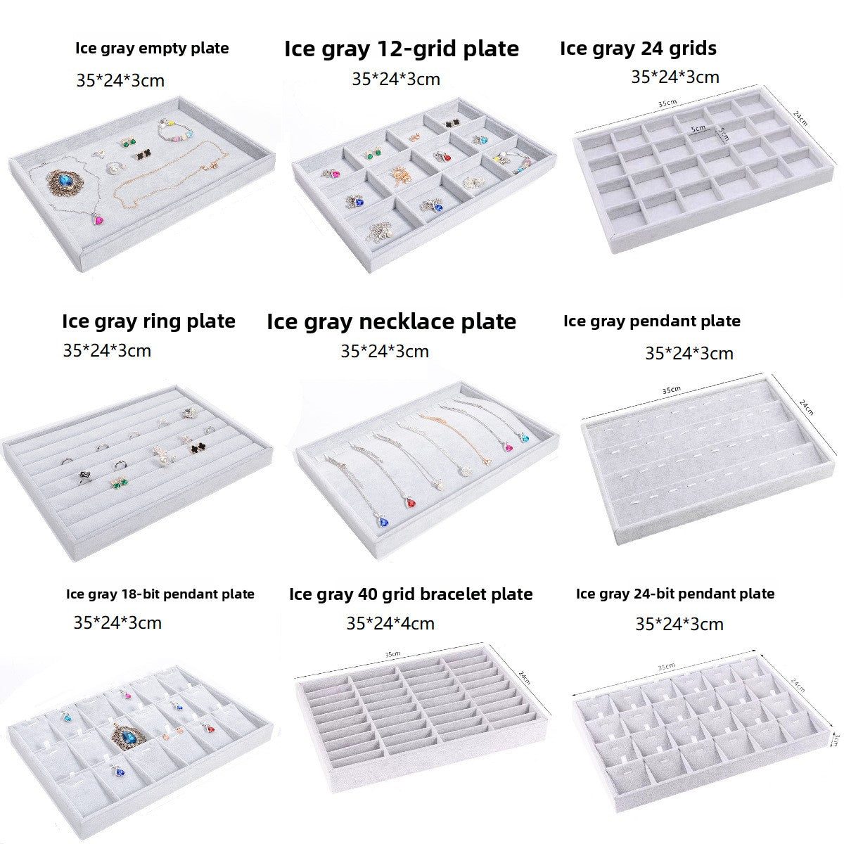 Gray Velvet Jewelry Tray