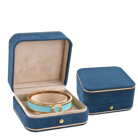 watch box - Blue Suede Watch Box V15BA-B BK open view