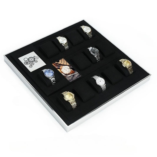 watch display - Black Microfiber Watch Display Tray C01938 open view