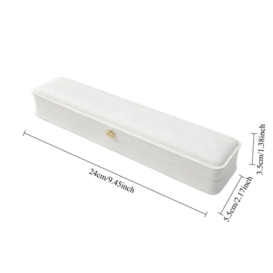 Jeweller Buy 12-pack white bracelet presentation cases with curved corners, hinged lids, and cushioned interiors.
